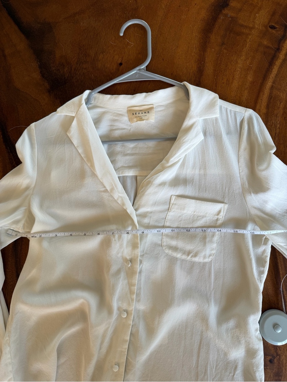 Sezane Florence Shirt 100% Silk Button-Front Blouse White Size S (EUR 32) - Picture 9 of 10